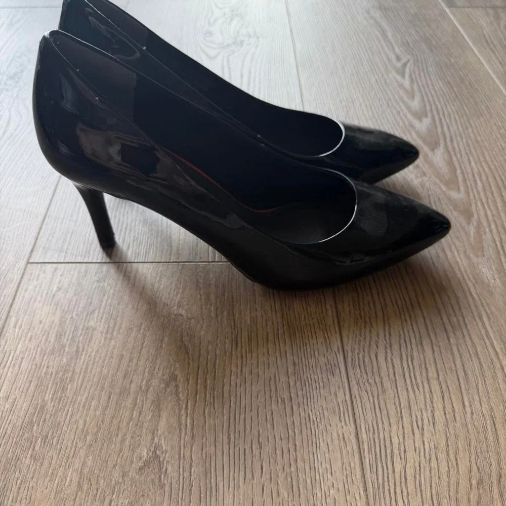 Apt 9 Womens 8.5 Black Patent Heels Pointed Toe Memory Foam Career Dress Pumps